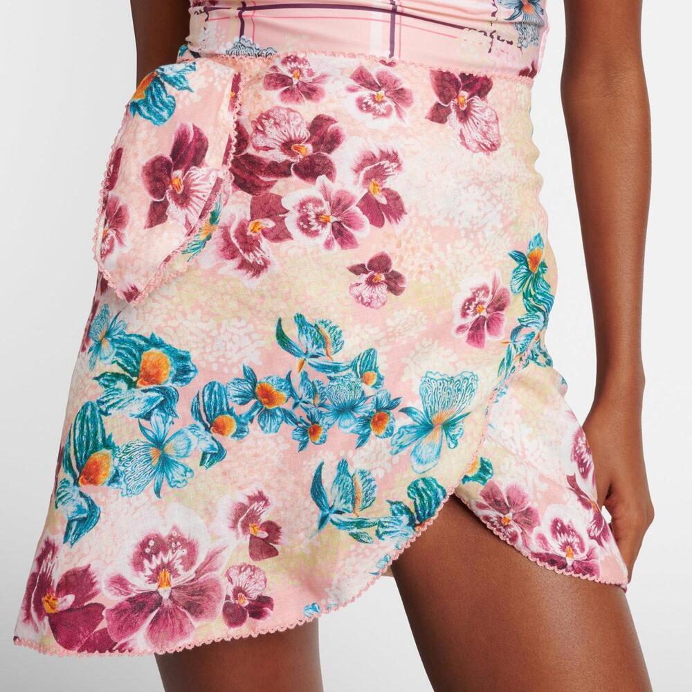 AGUA BENDITA Agustina Prado Linen Cover-Up Wrap Mini Skirt NWT